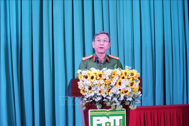 Lãnh đạo Công an Thành phố Hồ Chí Minh phát biểu tại chương trình. Ảnh: TTXVN phát