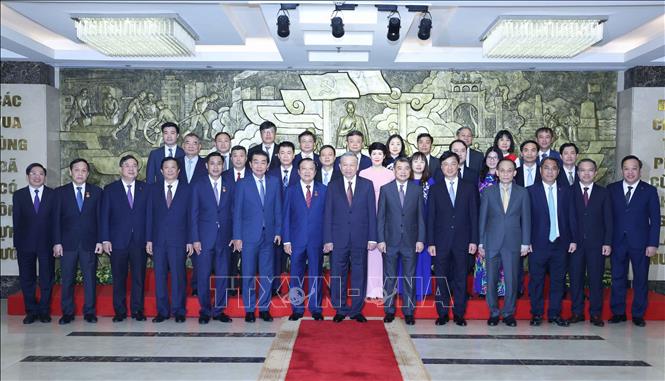 Tổng Bí thư Tô Lâm cùng các đồng chí lãnh đạo Ban Nội chính Trung ương. Ảnh: Phương Hoa – TTXVN
