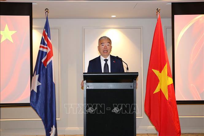 Ông Nguyễn Thanh Tùng, Tổng Lãnh sự Việt Nam phụ trách bang New South Wales, bang Queensland và bang Nam Australia phát biểu. (Ảnh: Thanh Tú - PV TTXVN tại Australia)