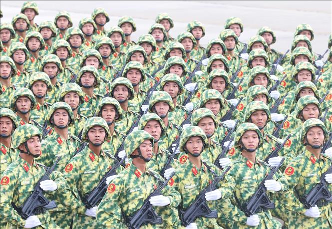 Khối chiến sĩ Phòng hóa. Ảnh: Thống Nhất - TTXVN