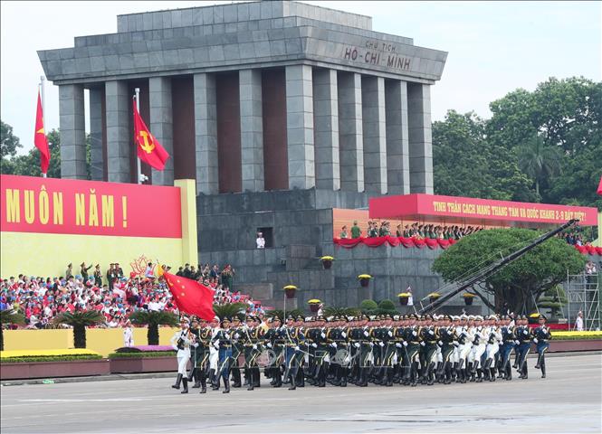 Khối Quân đội Trung Quốc tham gia Tổng duyệt. Ảnh: Trọng Đức - TTXVN