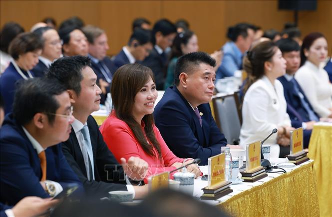 Các đại biểu tham dự Hội nghị Thủ tướng Chính phủ gặp mặt các doanh nghiệp với chủ đề “80 năm doanh nghiệp đồng hành cùng đất nước”. Ảnh: Dương Giang-TTXVN 
