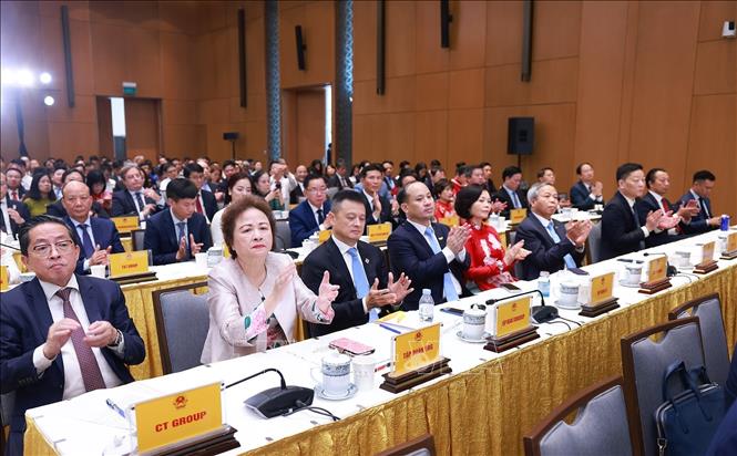 Các đại biểu tham dự Hội nghị Thủ tướng Chính phủ gặp mặt các doanh nghiệp với chủ đề “80 năm doanh nghiệp đồng hành cùng đất nước”. Ảnh: Dương Giang-TTXVN 
