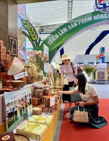 Khách tham quan gian hàng của TP.Hải Phòng. Ảnh: Minh Huệ-TTXVN