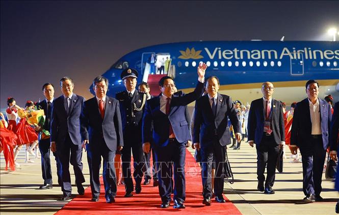 Thủ tướng Phạm Minh Chính đến Thiên Tân, bắt đầu chuyến tham dự Hội nghị Thượng đỉnh Tổ chức Hợp tác Thượng Hải (SCO) 2025. Ảnh: Dương Giang-TTXVN
