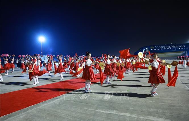 Lễ đón Thủ tướng Phạm Minh Chính đến Thiên Tân, bắt đầu chuyến tham dự Hội nghị Thượng đỉnh Tổ chức Hợp tác Thượng Hải (SCO) 2025. Ảnh: Dương Giang-TTXVN
