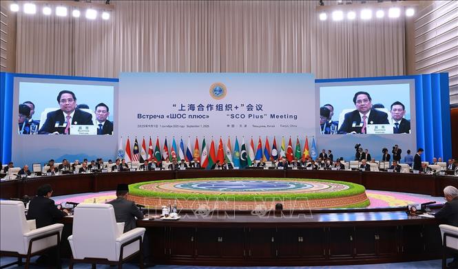 Hội nghị Thượng đỉnh Tổ chức Hợp tác Thượng Hải 2025 mở rộng (SCO +). Ảnh: Dương Giang-TTXVN
