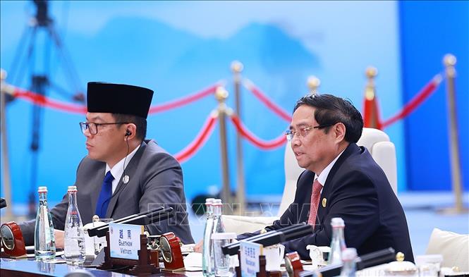 Thủ tướng Phạm Minh Chính dự và phát biểu tại Hội nghị Thượng đỉnh Tổ chức Hợp tác Thượng Hải 2025 mở rộng (SCO +). Ảnh: Dương Giang-TTXVN
