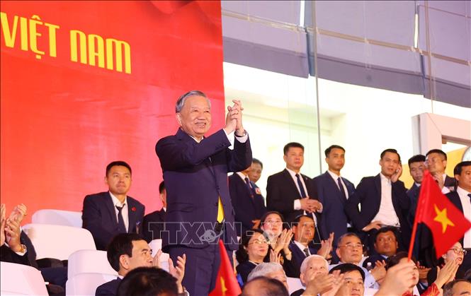 Tổng Bí thư Tô Lâm dự Chương trình nghệ thuật quốc gia đặc biệt “80 năm Hành trình Độc lập - Tự do - Hạnh phúc”. Ảnh: Văn Điệp - TTXVN