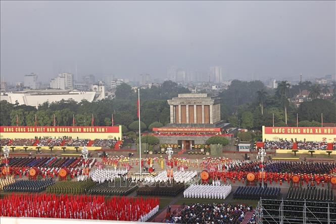 A drum performance to open the parade marking the 80th anniversary of the August Revolution and Vietnam’s National Day. VNA Photo