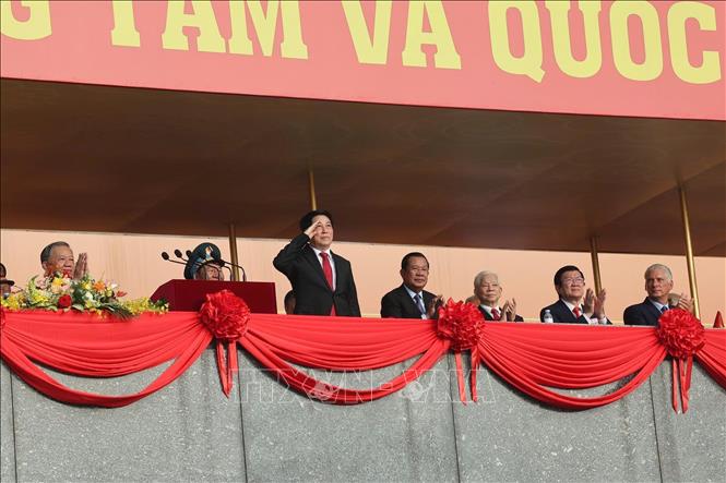 State President Luong Cuong at the grand parade. VNA Photo
