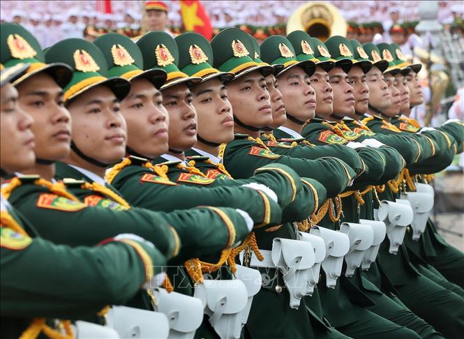 Khối sĩ quan Biên phòng. Ảnh: Lâm Khánh - TTXVN