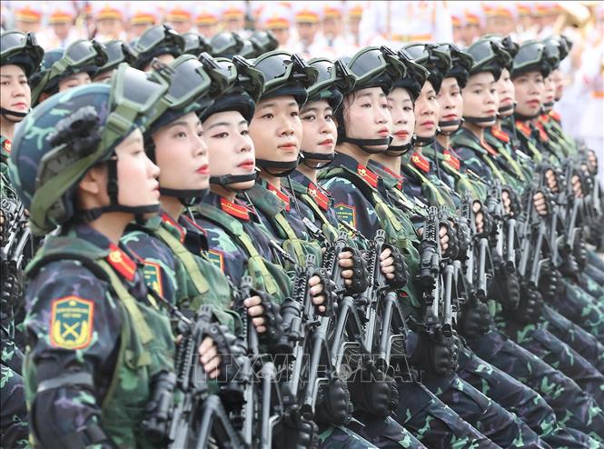 Khối nữ chiến sĩ Biệt động. Ảnh: Lâm Khánh-TTXVN