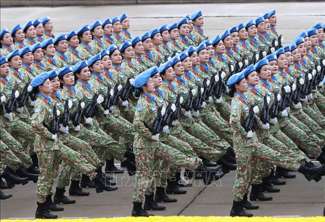 Khối nữ Gìn giữ hòa bình Việt Nam. Ảnh: Phương Hoa - TTXVN