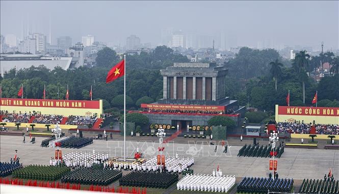Formations of the Vietnam People's Army march on Ba Dinh Square. VNA Photo