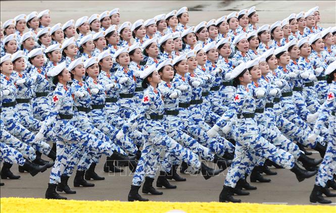 Khối nữ Sĩ quan Quân y. Ảnh: Phương Hoa - TTXVN