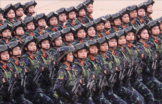 Khối nữ chiến sĩ Biệt động. Ảnh: Văn Điệp - TTXVN