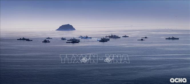 Naval fleets in formation. VNA Photo/Photo by courtesy