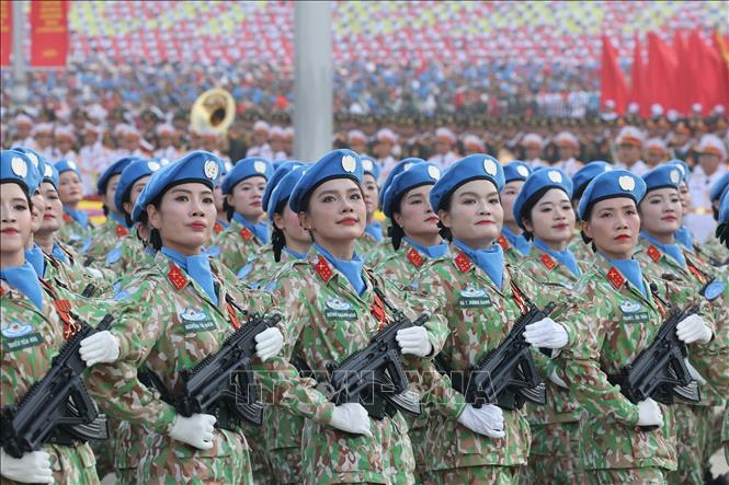 Khối nữ Sĩ quan Gìn giữ Hòa Bình Việt Nam. Ảnh: Lâm Khánh - TTXVN