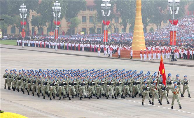 Khối nữ chiến sĩ Gìn giữ hòa bình. Ảnh: Phương Hoa - TTXVN