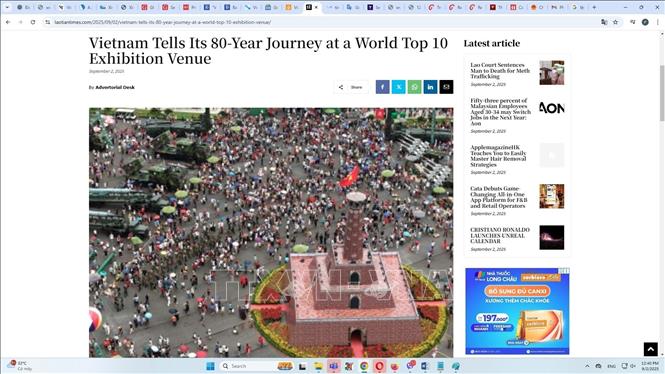  Bài viết đăng trên trang mạng laotiantimes.com ngày 2/9/2025. Ảnh: TTXVN
