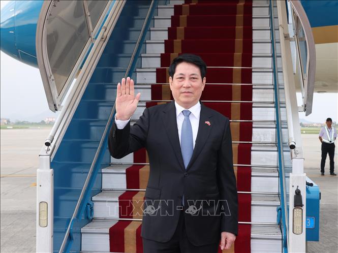 Chủ tịch nước Lương Cường lên đường tham dự Lễ kỷ niệm 80 năm Chiến thắng phát xít của nhân dân thế giới và làm việc tại Trung Quốc. Ảnh: Lâm Khánh – TTXVN

