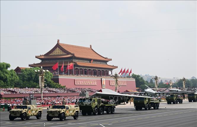 Khí tài quân sự tại Lễ duyệt binh kỷ niệm 80 năm chiến thắng phát xít của nhân dân thế giới ở Bắc Kinh, Trung Quốc, ngày 3/9/2025. Ảnh: THX/TTXVN