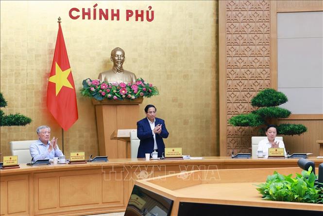 Thủ tướng Phạm Minh Chính chủ trì Phiên họp Chính phủ chuyên đề về xây dựng pháp luật tháng 8 năm 2025. Ảnh: Dương Giang-TTXVN
