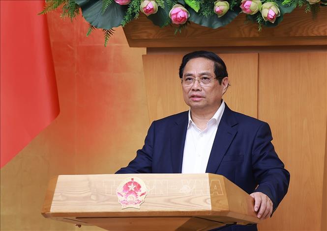 Thủ tướng Phạm Minh Chính chủ trì Phiên họp Chính phủ chuyên đề về xây dựng pháp luật tháng 8 năm 2025. Ảnh: Dương Giang-TTXVN

