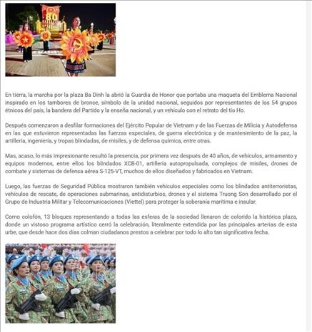 Bài đăng trên Tuần báo El Siglo, cơ quan ngôn luận của Đảng Cộng sản Chile, ngày 3/9/2025. Ảnh: TTXVN phát