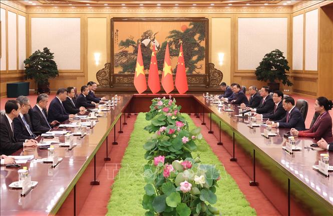 Chủ tịch nước Lương Cường hội đàm với Tổng Bí thư, Chủ tịch nước Trung Quốc Tập Cận Bình. Ảnh: Lâm Khánh – TTXVN