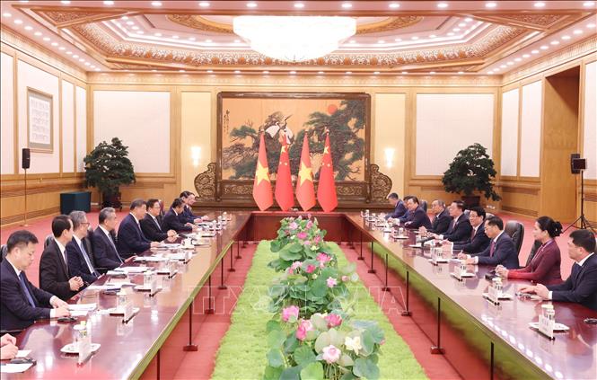 Chủ tịch nước Lương Cường hội đàm với Tổng Bí thư, Chủ tịch nước Trung Quốc Tập Cận Bình. Ảnh: Lâm Khánh – TTXVN