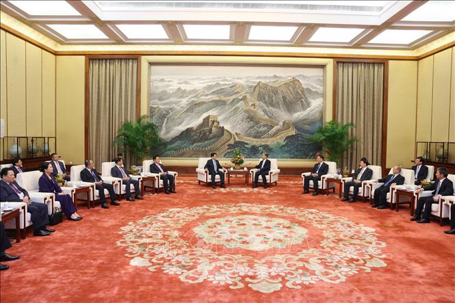  Chủ tịch nước Lương Cường hội kiến Ủy viên trưởng Nhân đại toàn quốc Trung Quốc Triệu Lạc Tế. Ảnh: Lâm Khánh – TTXVN