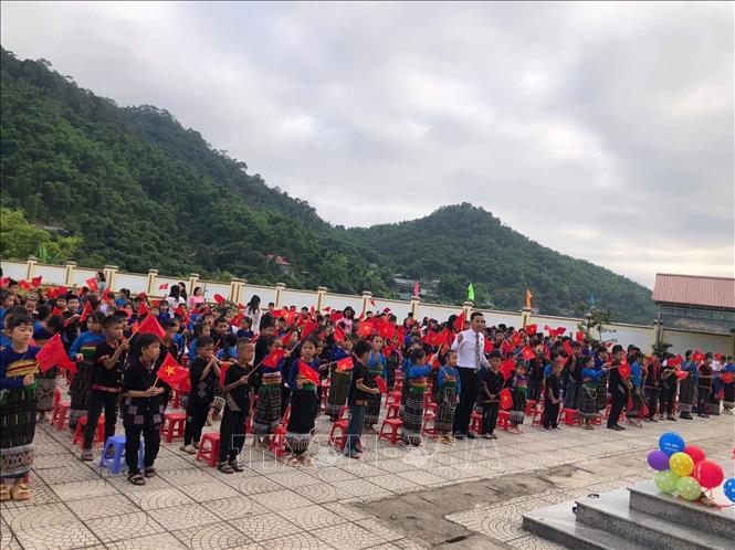 Lễ khai giảng tại trường Tiểu học Tam Thanh, xã Tam Thanh, tỉnh Thanh Hóa. Ảnh: Nguyễn Nam-TTXVN