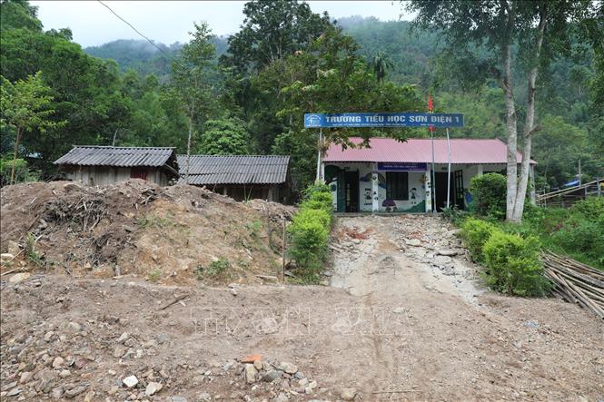 Điểm trường bản Xa Mang, Trường tiểu học Sơn Điện 1 (Thanh Hóa) là điểm trường bị lũ quét do ảnh hưởng bão số 5. Ảnh: Nguyễn Nam-TTXVN