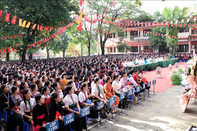 The first day of school ceremony at the Viet Bac boarding high school in Thai Nguyen province. VNA Photo