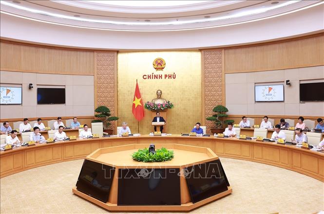Thủ tướng Phạm Minh Chính chủ trì Phiên họp Chính phủ thường kỳ tháng 8 năm 2025. Ảnh: Dương Giang-TTXVN
