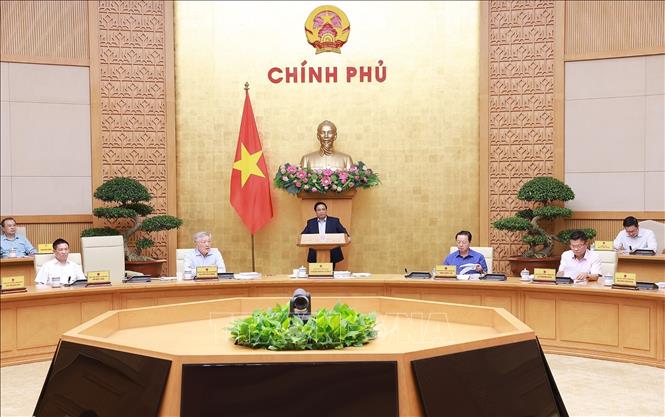 Thủ tướng Phạm Minh Chính chủ trì Phiên họp Chính phủ thường kỳ tháng 8 năm 2025. Ảnh: Dương Giang-TTXVN 