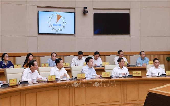 Các Phó Thủ tướng và thành viên Chính phủ tham dự Phiên họp Chính phủ thường kỳ tháng 8 năm 2025. Ảnh: Dương Giang-TTXVN 