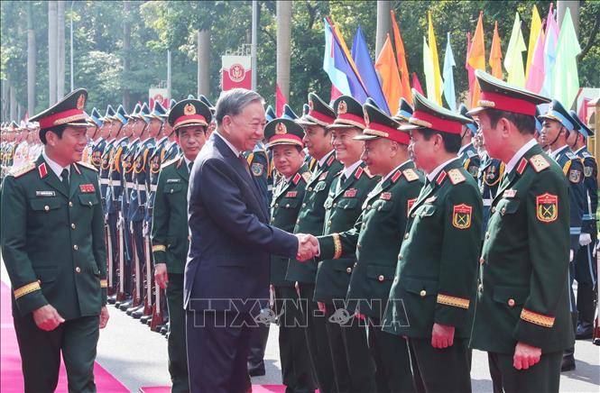 Tổng Bí thư Tô Lâm và các đại biểu tới dự buổi lễ. Ảnh: Trọng Đức - TTXVN
