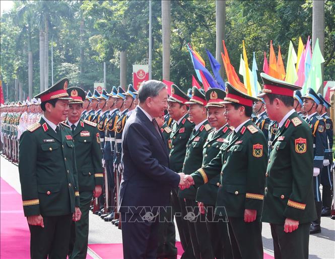 Tổng Bí thư Tô Lâm và các đại biểu tới dự buổi lễ. Ảnh: Trọng Đức - TTXVN