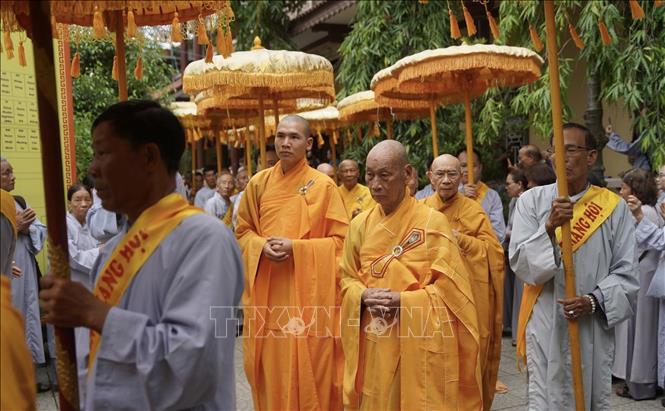 Đại Lễ Vu Lan được tổ chức trang trọng với nhiều hoạt động ý nghĩa tại tổ đình Từ Đàm (phường Thuận Hoá, thành phố Huế). Ảnh: Văn Dũng-TTXVN