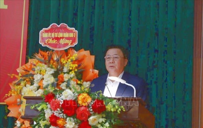 GS.TS Nguyễn Xuân Thắng, Ủy viên Bộ Chính trị, Chủ tịch Hội đồng Lý luận Trung ương, Giám đốc Học viện Chính trị quốc gia Hồ Chí Minh phát biểu khai mạc kỳ họp. Ảnh: Mạnh Minh - TTXVN