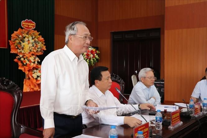 Thượng tướng, PGS.TS Nguyễn Văn Thành, Nguyên ủy viên Trung ương Đảng, Phó Chủ tịch Hội đồng Lý luận Trung ương phát biểu. Ảnh: Mạnh Minh - TTXVN