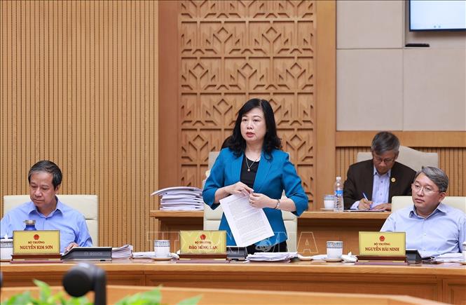 Bộ trưởng Bộ Y tế Đào Hồng Lan phát biểu. Ảnh: Dương Giang-TTXVN