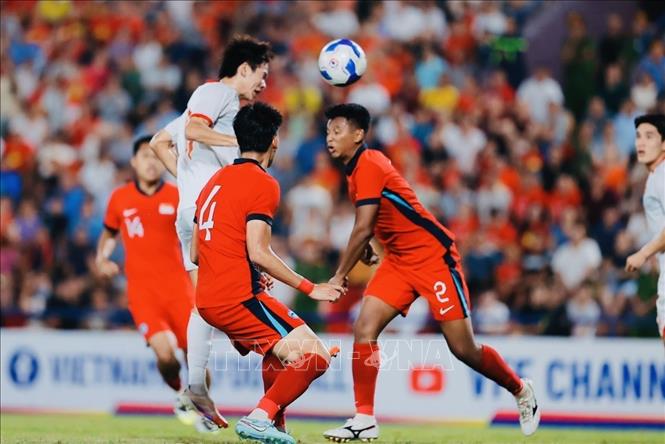 Văn Thuận ghi bàn thắng mở tỷ số cho U23 Việt Nam. Ảnh: Minh Quyết - TTXVN