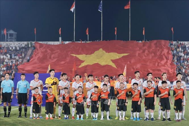 Lễ chào cờ của đội tuyển U23 Việt Nam. Ảnh: Minh Quyết - TTXVN