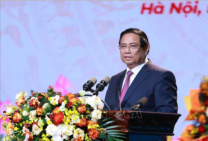 Thủ tướng Phạm Minh Chính phát biểu tại Lễ kỷ niệm 80 năm Ngày thành lập Đài Tiếng nói Việt Nam. Ảnh: Dương Giang-TTXVN