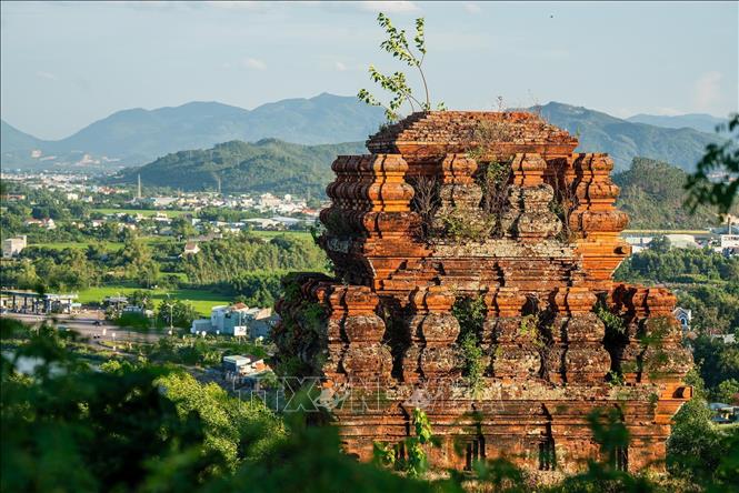 Tháp Bánh Ít được xây dựng vào khoảng cuối thế kỷ XI đến đầu thế kỷ XII, dưới thời vương quốc Chăm Pa hưng thịnh. Đây là thời kỳ kiến trúc Chăm đạt đến đỉnh cao, thể hiện rõ qua các họa tiết, kết cấu và kỹ thuật xây dựng. Ảnh: Khánh Hoà – TTXVN