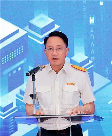 Ông Mai Sơn, Phó Cục trưởng Cục Thuế phát biểu khai mạc Hội chợ. Ảnh: Phạm Hậu – TTXVN